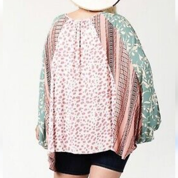 NWT Gigio by Umgee Animal Print Floral Tunic Women's M Multicolor Artsy Retro - Picture 7 of 12